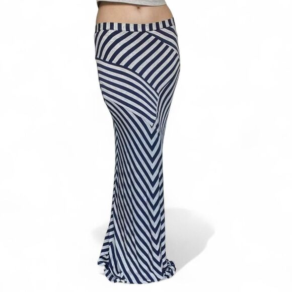 Y2K Blue & Grey Stretchy Maxi Skirt - Picture 1 of 8